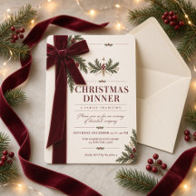 Elegant Burgundy Velvet Bow Christmas Dinner