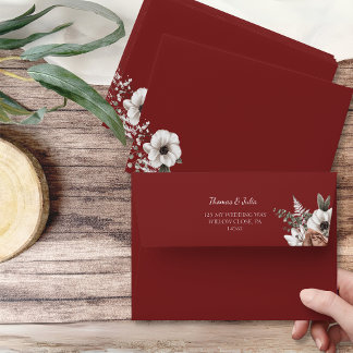 Elegant Burgundy Watercolor Florals  Envelope