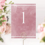 Elegant Burgundy Watercolor Table Number<br><div class="desc">Help your guests find their table with this elegant burgundy hues watercolor table number. Double sided cards. Exquisite burgundy and blush pink hues watercolor wash background and white text. NOTE: please place an individual order for each table number you need (i.e. for an event with three tables, you would need...</div>