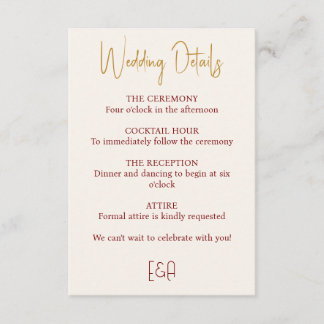 Elegant Burgundy Wedding Details Enclosure Card
