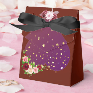Elegant Burgundy Wedding Favour Bag with Black Rib Box