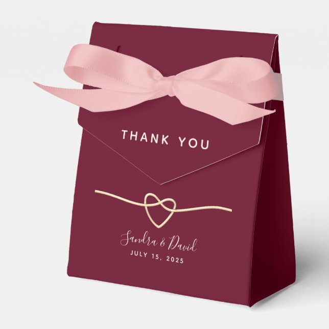 Elegant Burgundy Wedding Favour Box (Front Side)