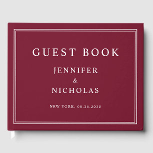 Elegant Burgundy Wedding Guest Book