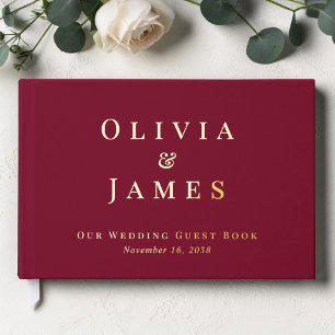 Elegant Burgundy Wedding Guest Book