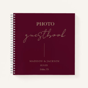 Elegant Burgundy Wedding Guestbook Notebook