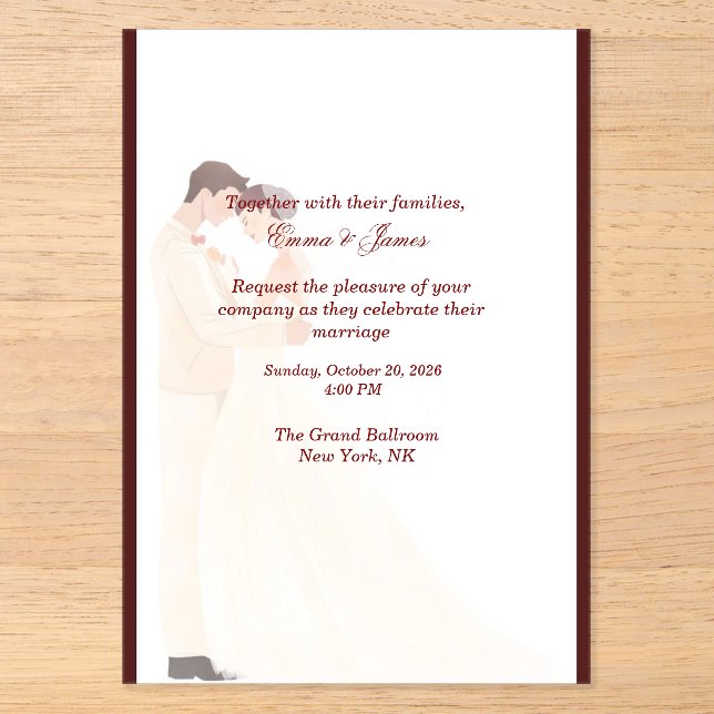 Elegant Burgundy Wedding Invitation  (Front)