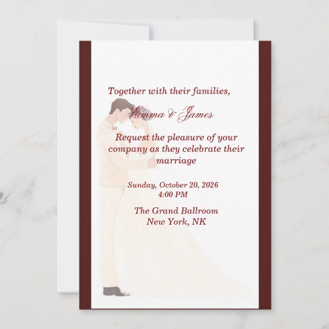 Elegant Burgundy Wedding Invitation  (Front)