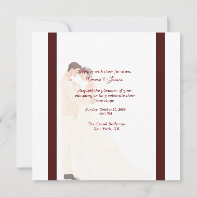 Elegant Burgundy Wedding Invitation  (Front)