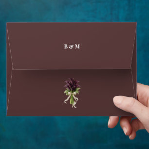 Elegant Burgundy Wedding Monogram Bride and Groom Envelope