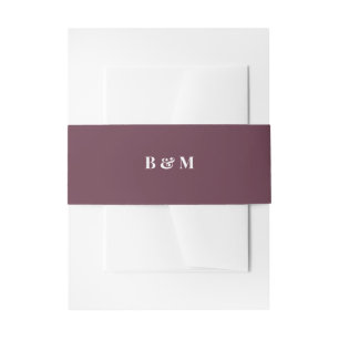 Elegant Burgundy Wedding Monogram Bride and Groom Invitation Belly Band