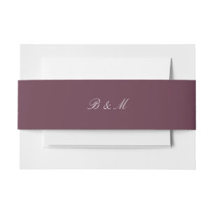 Elegant Burgundy Wedding Monogram Bride and Groom Invitation Belly Band