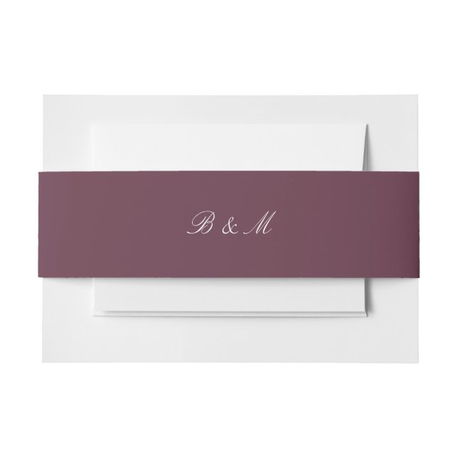 Elegant Burgundy Wedding Monogram Bride and Groom Invitation Belly Band (Front Example)