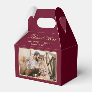 Elegant Burgundy Wedding Photo Thank You Favour Box