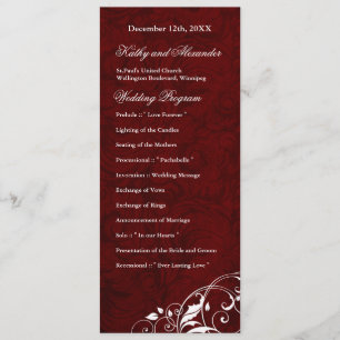 Elegant  Burgundy Wedding Program Programme