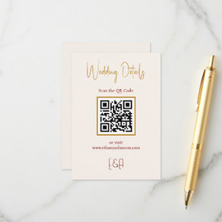 Elegant Burgundy Wedding QR Code Enclosure Card