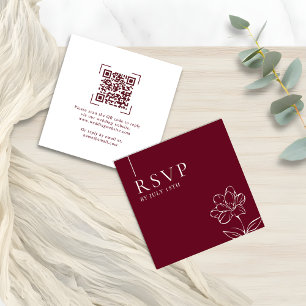 Elegant Burgundy Wedding QR Code RSVP Cards
