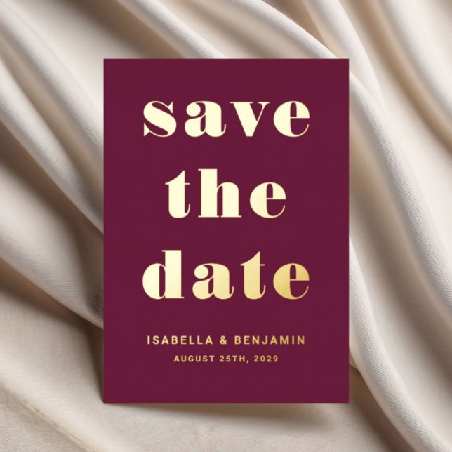 Elegant Burgundy Wedding Save The Date Gold (Elegant Burgundy Gold Wedding Save The Date Card)