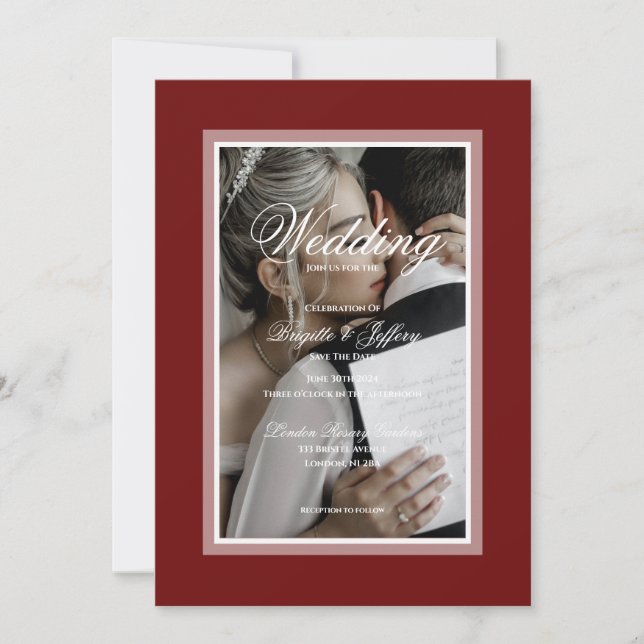 Elegant Burgundy Wedding save the date Invitation (Front)