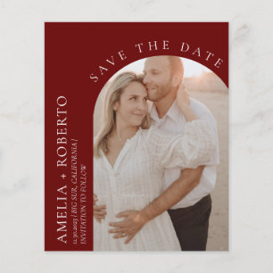 Elegant Burgundy Wedding Save the Date Photo Card