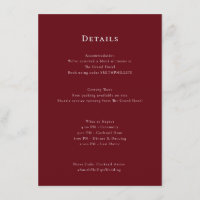 Elegant Burgundy Wedding Schedule Enclosure Card