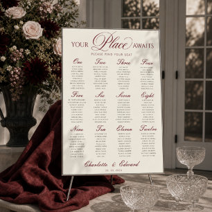 Elegant Burgundy Wedding Seating Chart 