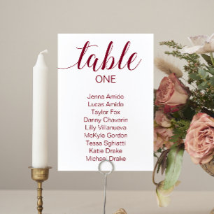 Elegant Burgundy Wedding Seating Chart Cards