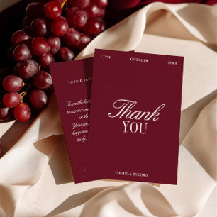 Elegant Burgundy Wedding Thank You Card