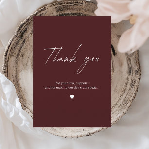 Elegant Burgundy Wedding Thank You Card 