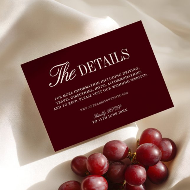 Elegant Burgundy Wedding Website Enclosure Card (Elegant Burgundy Wedding Website Enclosure Card)