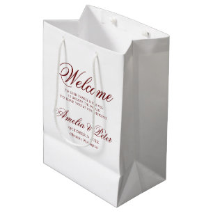 Elegant Burgundy Wedding Welcome Medium Gift Bag