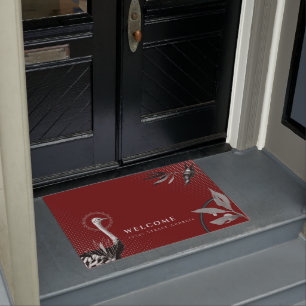 Elegant Burgundy Welcome & Address Doormat