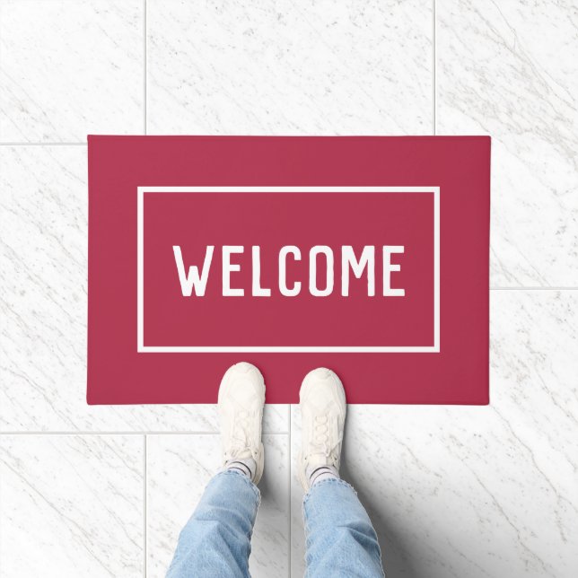 Elegant Burgundy Welcome Doormat (Indoor)