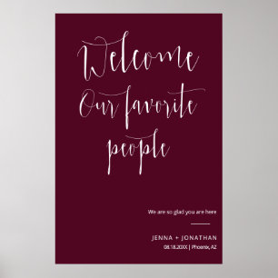 Elegant Burgundy Welcome Wedding Ceremony Sign