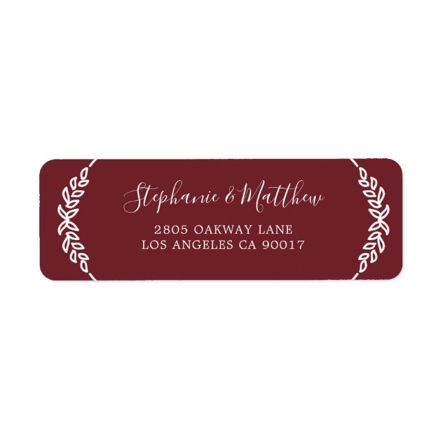 Elegant Burgundy White Leaf Foliage Wedding (Front)