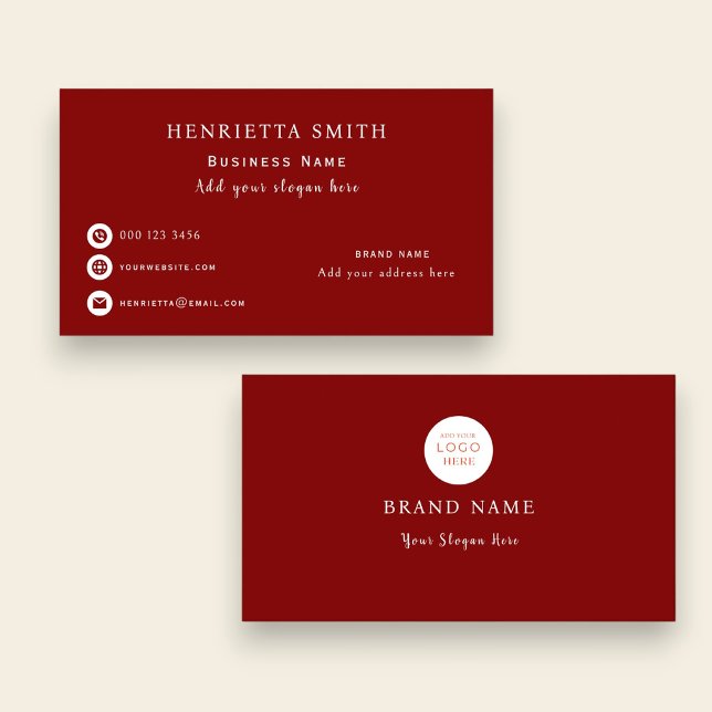 Elegant Burgundy White Script Modern Business Card (Creator Uploaded)