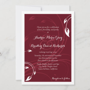 Elegant Burgundy White Wedding Invitation