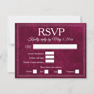 Elegant Burgundy Wine Berry Velvet RSVP Wedding