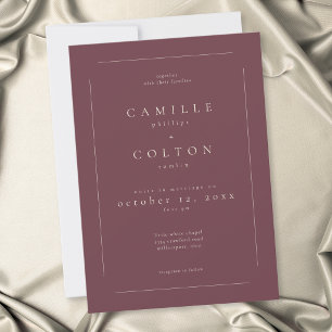 Elegant Burgundy Wine Minimalist Modern Wedding Invitation