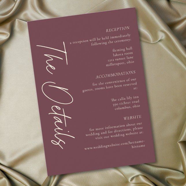 Elegant Burgundy Wine Minimalist Wedding Enclosure Card (Elegant Burgundy Wine Minimalist Wedding Enclosure Card)