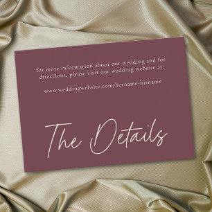 Elegant Burgundy Wine Minimalist Wedding Enclosure Card