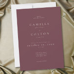 Elegant Burgundy Wine Minimalist Wedding Invitation<br><div class="desc">Celebrate your love with this minimalist burgundy wine wedding invitation design. Featuring an elegant simple design,  it's perfect for an autumn ceremony. This earthy,  modern shade offers a warm and sophisticated feel for your seasonal wedding. Created by Simply Farmhouse Press.</div>