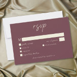 Elegant Burgundy Wine Minimalist Wedding RSVP Card<br><div class="desc">Celebrate your love with this minimalist burgundy wine wedding response card with dinner choices design. Featuring an elegant,  simple design,  it's perfect for an elegant autumn ceremony. This earthy,  modern look offers a warm and sophisticated feel for your fall wedding. Created by Simply Farmhouse Press.</div>