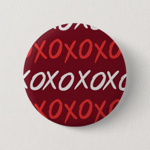 Elegant Burgundy XOXO Hugs and Kisses 6 Cm Round Badge