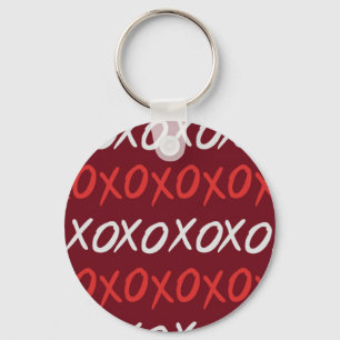 Elegant Burgundy XOXO Hugs and Kisses Key Ring