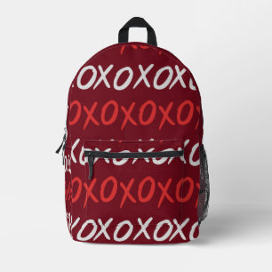 Elegant Burgundy XOXO Hugs and Kisses Printed Backpack