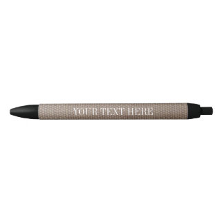 Elegant burlap design promo pen with custom text.