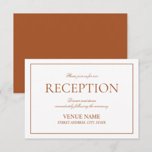 Elegant Burnt Orange Classic Script Reception Enclosure Card