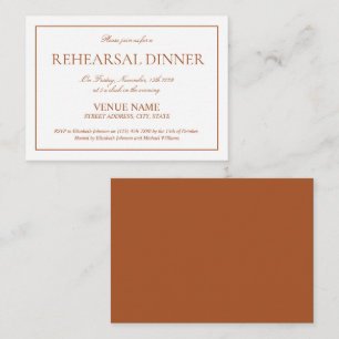 Elegant Burnt Orange Classic Script Rehearsal Enclosure Card
