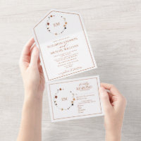 Elegant Burnt Orange Floral Crest Monogram Wedding