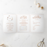 Elegant Burnt Orange Floral Crest Monogram Wedding